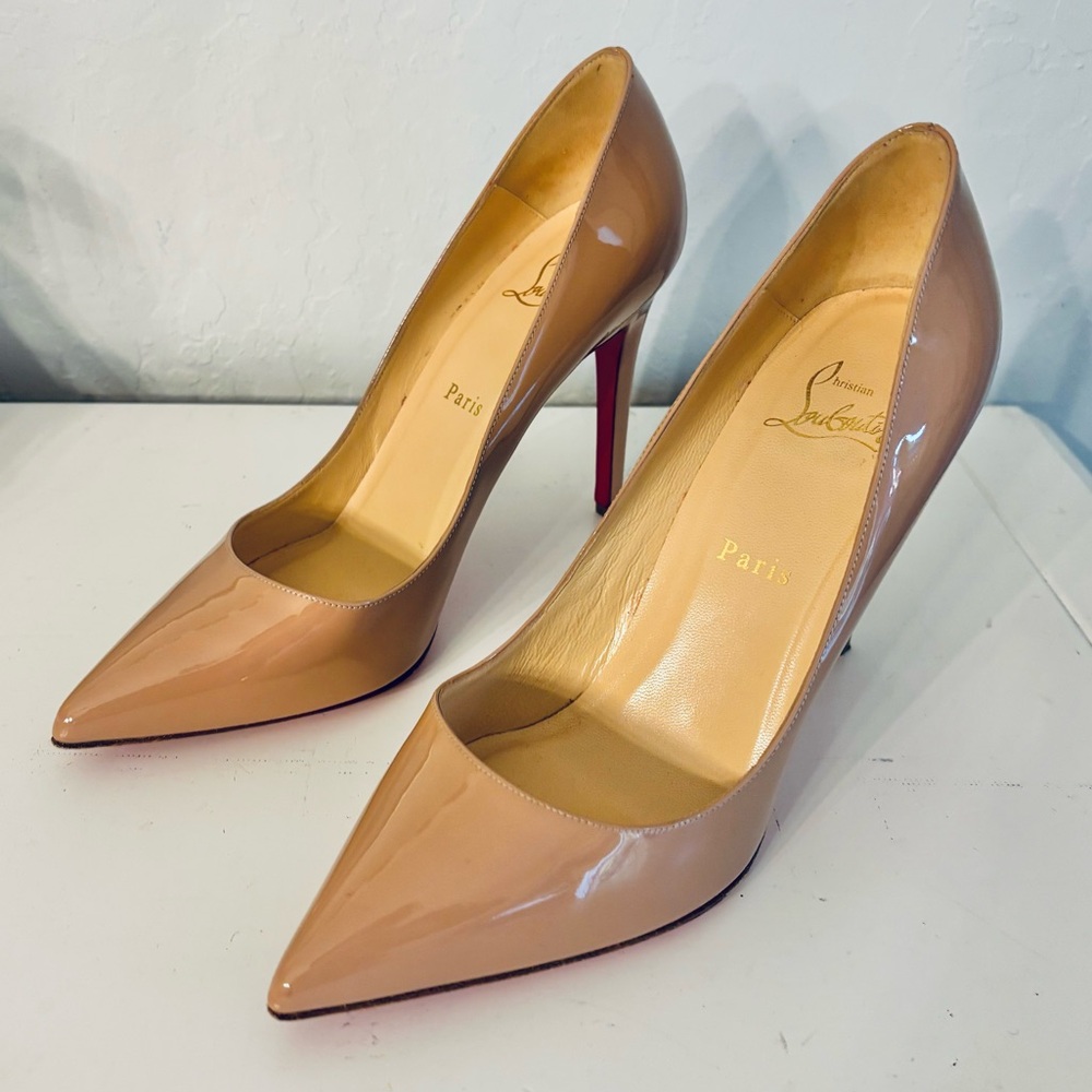 Christian Louboutin Kate Nude Patent Leather Pumps with Dustbag, Sz 39.5